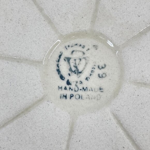 vintage polish pottery round casserole with handles "polka dot" pattern handcraf - Picture 6 of 6